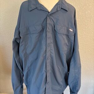 Columbia Men's Omni-Shade Long Sleeve Fishing Hiking Blue 2XLT